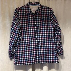 LL Bean Women’s Fleece Lined Checked Shirt, Size Medium